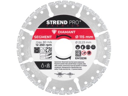 Kotúč Strend Pro Premium, Vacuum brazed, 115 mm, diamantový, rezný, multi