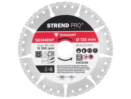 Kotúč Strend Pro Premium, Vacuum brazed, 125 mm, diamantový, rezný, multi