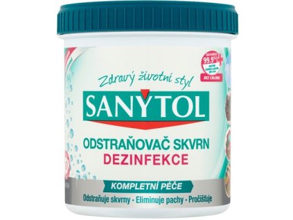 Dezinfekcia Sanytol, odstraňovač škvŕn z tkanín a odevov, 450 g