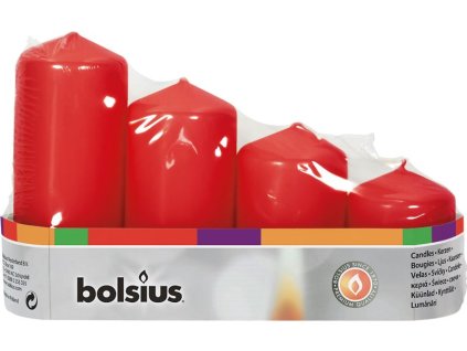 Sviečky Bolsius Pillar Advent, Vianoce, červené, 48 mm 60/80/100/120 mm, bal. 4 ks