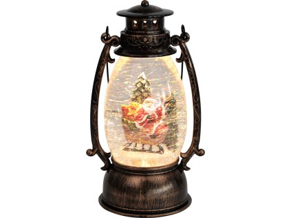 Lampáš MagicHome Vianoce Retro, LED teplá biela, so santom, s trblietkami, čierny, 3xAA, plast, 13x11x24/35 cm