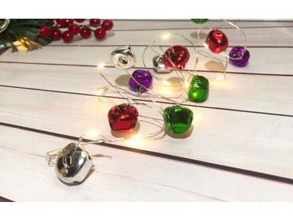 Reťaz MagicHome Vianoce Bell, 20x LED biela, so zvončekom, 2xAA, jednoduché svietenie, osvetlenie, L-1,9 m
