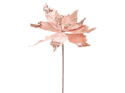Kvet MagicHome Vianoce, Poinssetia, medený, stonka, veľkosť kvetu: 31 cm