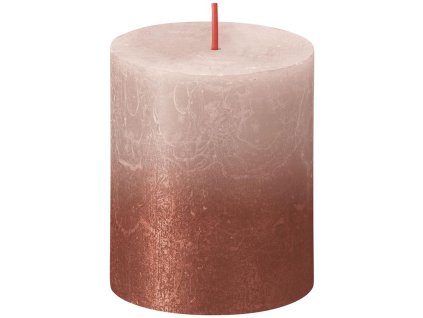 Sviečka Bolsius Rustic, valcová, Vianoce, Sunset Misty Pink+ Amber, 80/68 mm