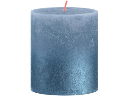 Sviečka Bolsius Rustic, valcová, Vianoce, Sunset Sky Blue+ Blue, 80/68 mm