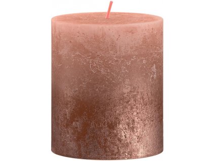 Sviečka Bolsius Rustic, valcová, vianočná, Sunset Creamy Caramel+ Copper, 80/68 mm