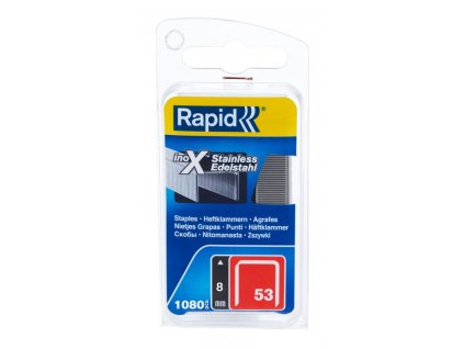 Spony RAPID 53, 8 mm, nerezové sponky do sponkovačky, bal. 1080 ks
