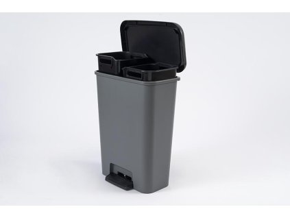 Kôš Curver® COMPATTA BIN, 23 lit.+23 lit., 29.4x49.6x62 cm, čierny/sivý, na odpad