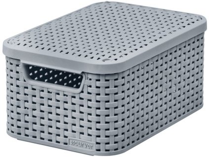 Košík s vekom Curver® STYLE S, sivý, s vekom, 19.8x29.1x14.2 cm
