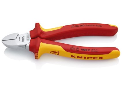 Klieste KNIPEX 70 06 160, 160 mm, stipacie, bocne, CrV, VDE 1000V