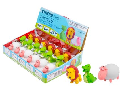 Svietidlo Strend Pro Keychain, kľúčenka, prívesok so zvukom, ovca/lev/drak, LED 5 lm, Sellbox 18 ks