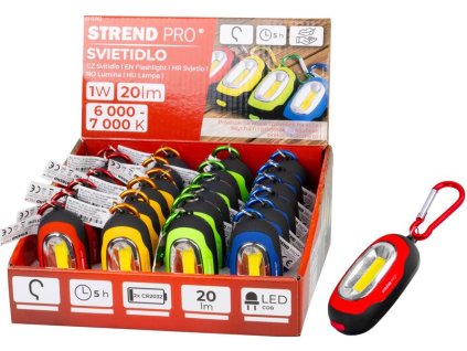 Svietidlo Strend Pro Keychain, kľúčenka, prívesok, s karabinkou, mix farieb, LED 20 lm, 70x34x24 mm, Sellbox 24 ks