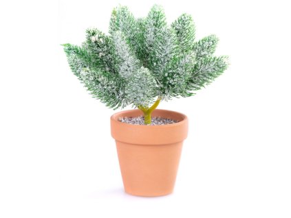 Dekorácia MagicHome Vianoce, vetvičky v črepníku, zasnežená, 20 cm