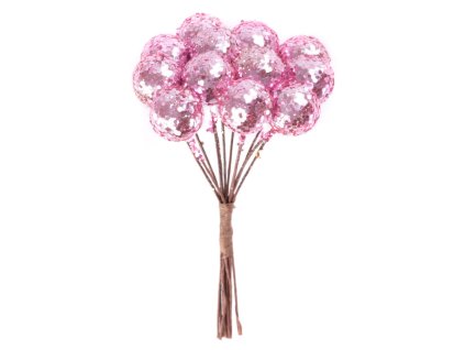 Vetvička MagicHome Vianoce, Berries, ružová, 9 cm