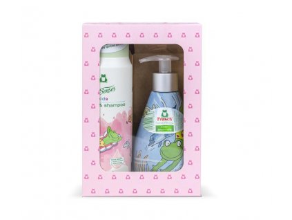 Súprava darčeková Frosch EKO, sprchovací gél/šampón + mydlo, ružová, detská, 2x 300 ml