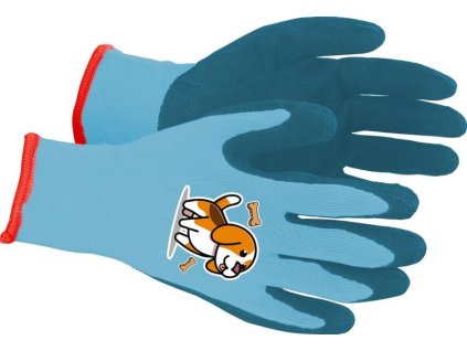Rukavice Strend Pro, detské, chlapčenské, so psíkom, modré, záhradné, s blistrom, veľ. 3