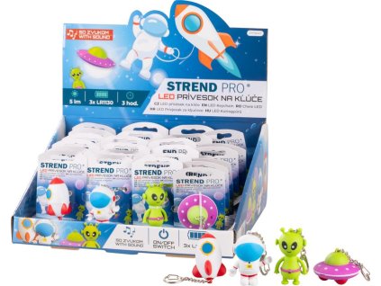 Svietidlo Strend Pro Keychain, kľúčenka, prívesok so zvukom, raketa/ufo/kozmonaut/vesmírna loď, LED 5 lm, Sellbox 24 ks