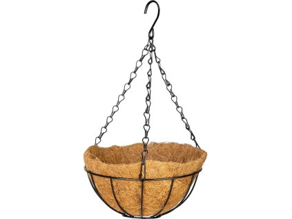 Vešiak Strend Pro, držiak na kvetináč, oceľ/kokos, visiaci, s retiazkou a háčikom, 20 cm