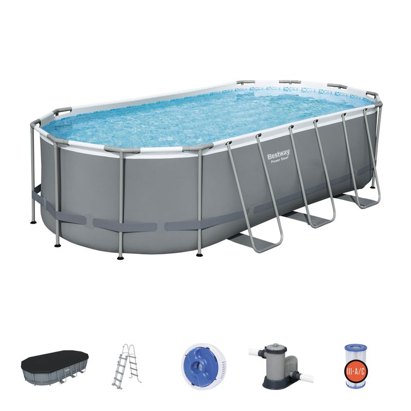 Bestway Bazén Bestway® Power Steel™, 56710, kartušová filtrácia, rebrík, dávkovač, plachta, 549x274x122 cm