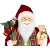 Dekorácia MagicHome Vianoce, Santa, s darčekom a medveďom, červený, 46 cm