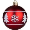 Gule MagicHome Vianoce, 12 ks, 6 cm, červené s bielym ornamentom, na vianočný stromček