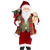 Dekorácia MagicHome Vianoce, Santa, s darčekom a medveďom, červený, 60 cm