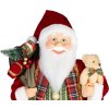 Dekorácia MagicHome Vianoce, Santa, s darčekom a medveďom, červený, 60 cm