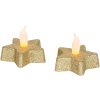 Sviečka MagicHome Vianoce, LED Hviezda, zlatá, teplá biela, 5,8x4,8 cm, bal. 2ks