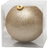 Guľa MagicHome Vianoce, 1 ks, šampaň, glitrovaná, na vianočný stromček, 15 cm