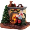 Dekorácia MagicHome Vianoce, Santa s dieťaťom pri krbe, LED, interiér, 10,5x8x9 cm, Sellbox 12 ks