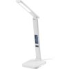 Lampa Strend Pro, stolná, LED, bezdrôtové nabíjanie, voľba intenzity svetla, s displejom, hodiny, budík, teplomer, 4 W, biela
