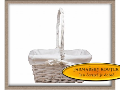 Bily kosik s textilnim potahem