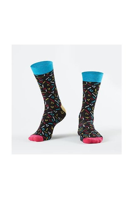Černé pánské ponožky Fasardi s geometrickými vzory