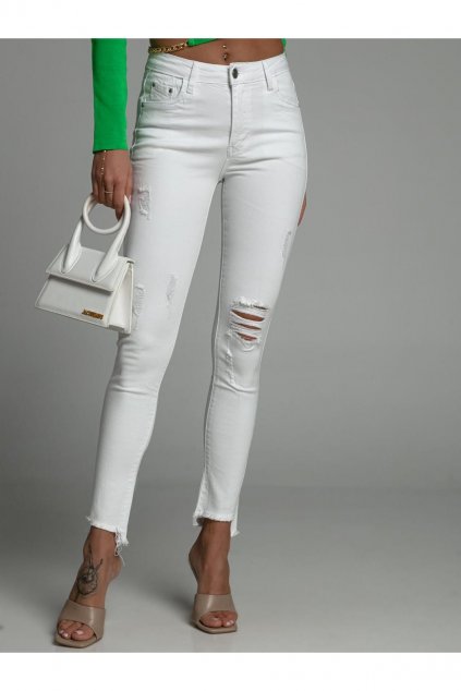 Bílé džínové kalhoty s kapsami AZRS6674