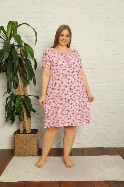 Dámská plus size světle růžová noční košile PIZ18276