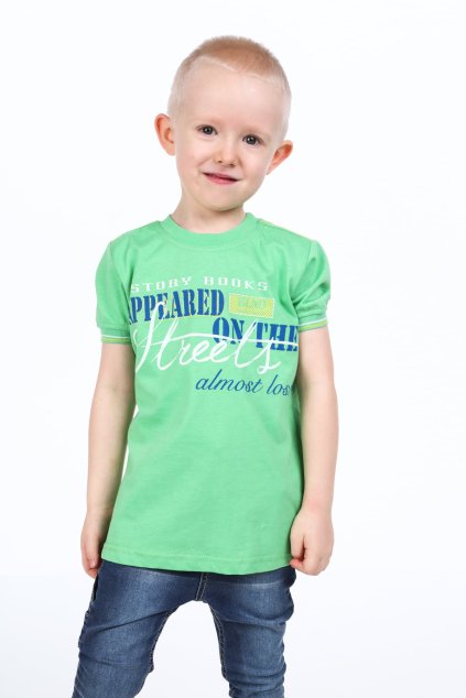 Zelené chlapecké tričko s titulky NDZ7357