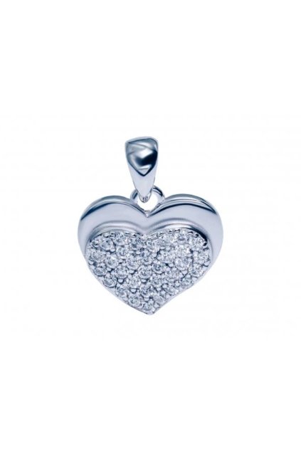 Přívěsek stříbrné srdce - zirkonový třpyt P2008 (Výběr kovu Stříbro)