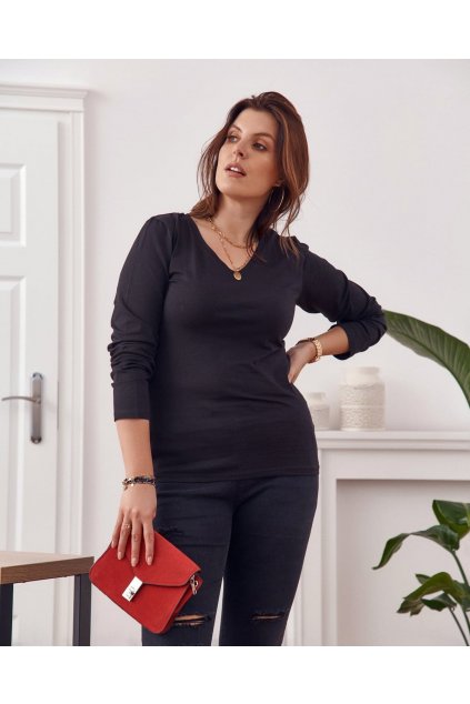 Plus Size halenka Fasardi s dlouhým rukávem černá