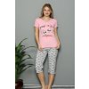 Dámské dvojité pyžamo panda světle růžové a šedé PIZ1258