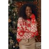Dámský vánoční svetr se vzory, červená 8523
