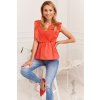 Letnia bluzka damska z haftowanym przodem koralowa 87222 (Velikost L)