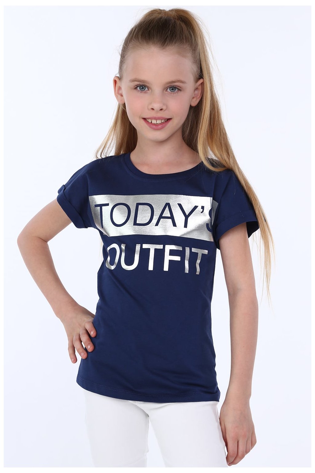 Dívčí tmavě modré triko s nápisem Fasardi