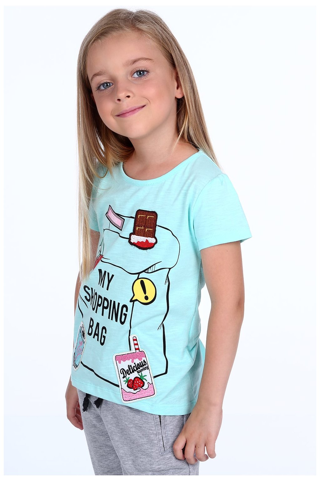 Dívčí tričko s popisky Fasardi mátové