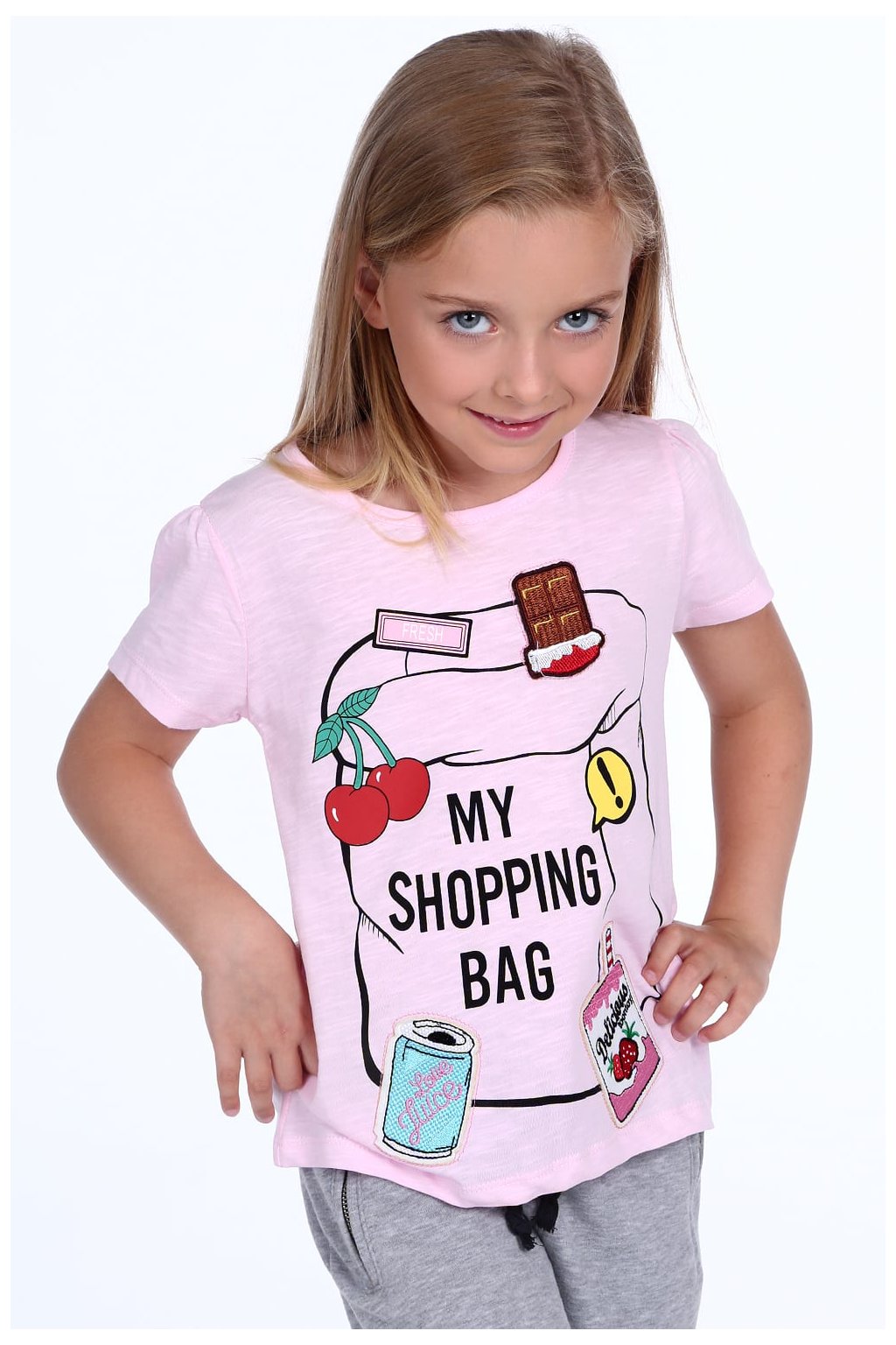 Dívčí tričko s popisky Fasardi světle růžové
