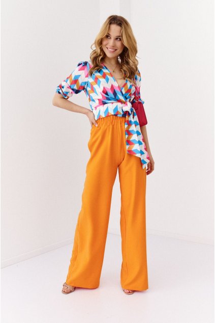 Široké kalhoty s elastickými kapsami oranžová 05036