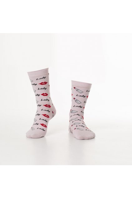Dámské klasické světle růžové ponožky se vzory Lady
