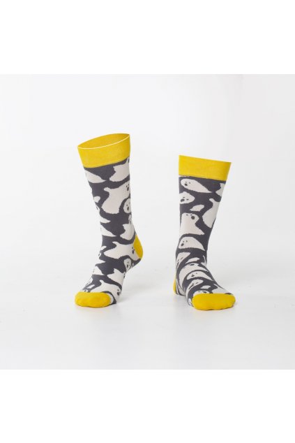 Dámské klasické šedé ponožky se vzory duchů