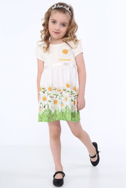 Dívčí šaty s květy Fasardi krémové