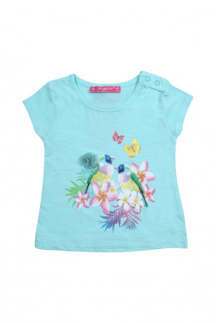 Dívčí tričko Fasardi s exotickými vzory mátové