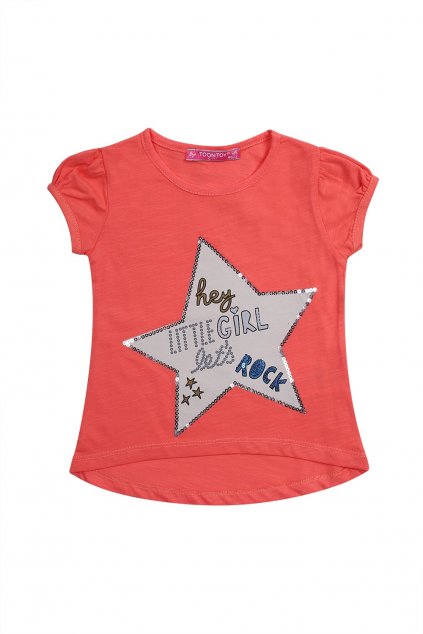 Dívčí tričko s hvězdou a nápisy Fasardi oranžové